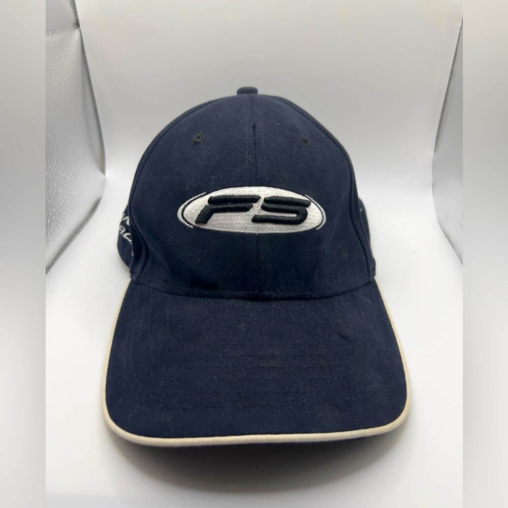 Finish Strong Nu Fit by KC Caps navy blue embroidered baseball Hat cap Size L/XL